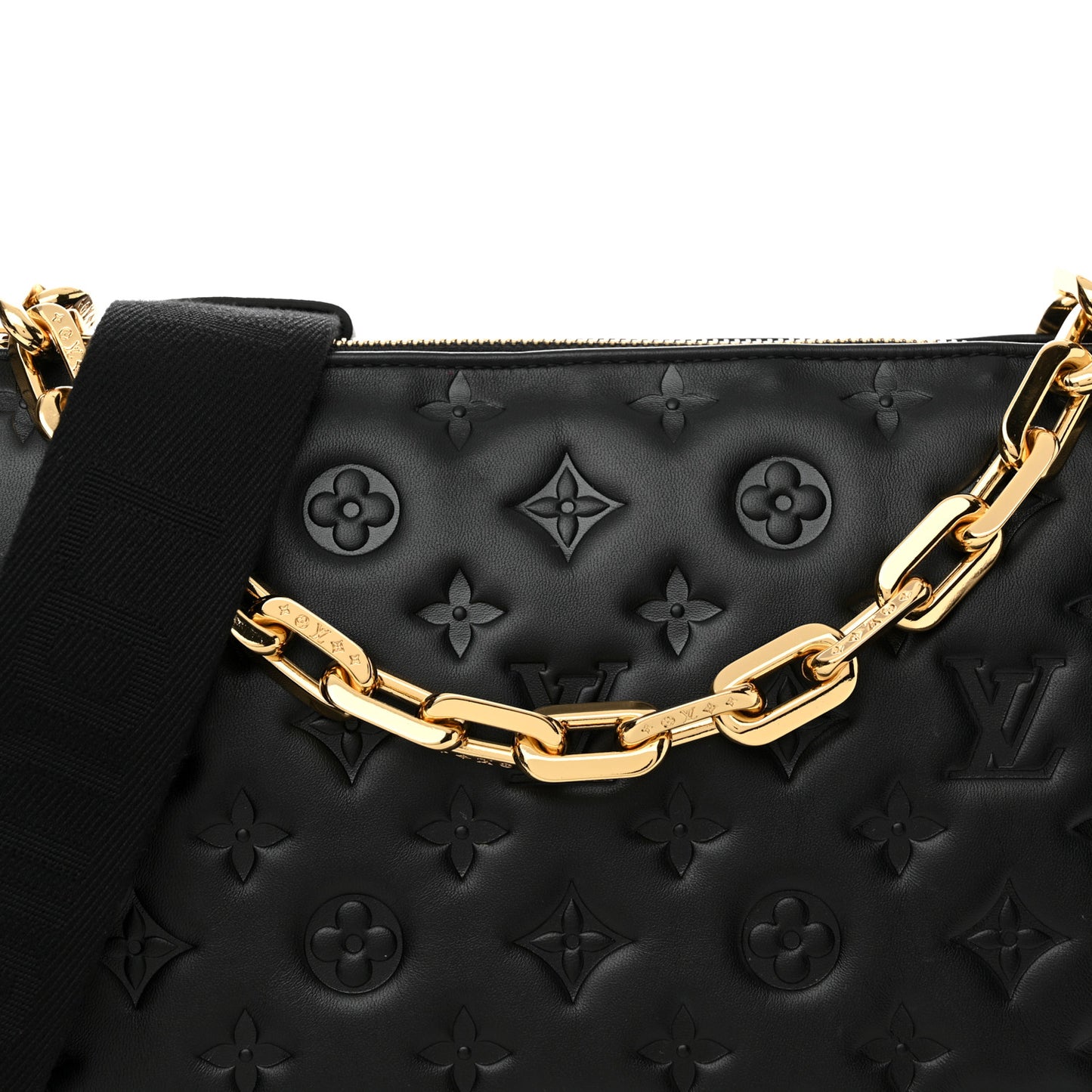Lambskin Embossed Monogram Coussin PM Black