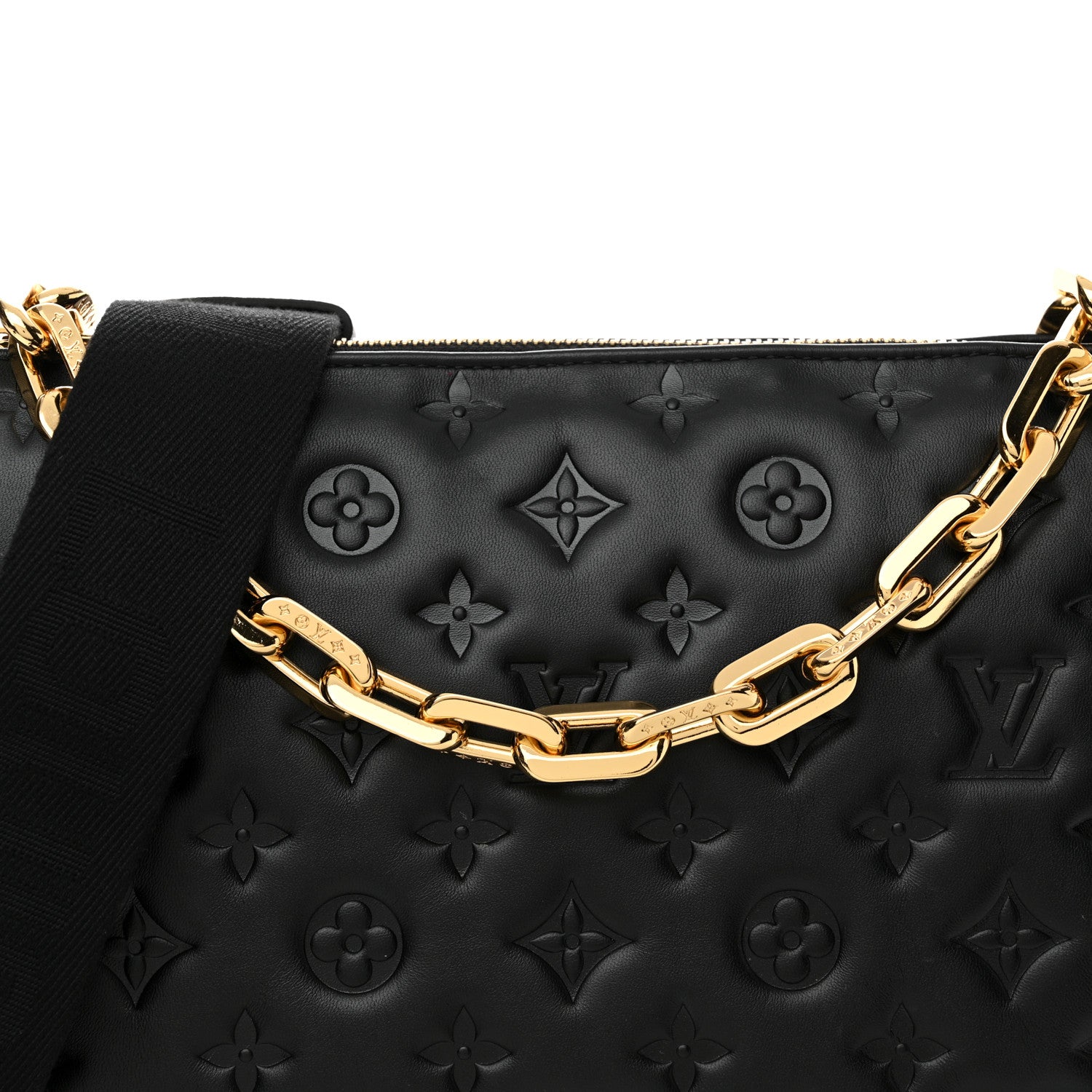 Louis Vuitton Lambskin Embossed Monogram Coussin PM Black 7 of 10