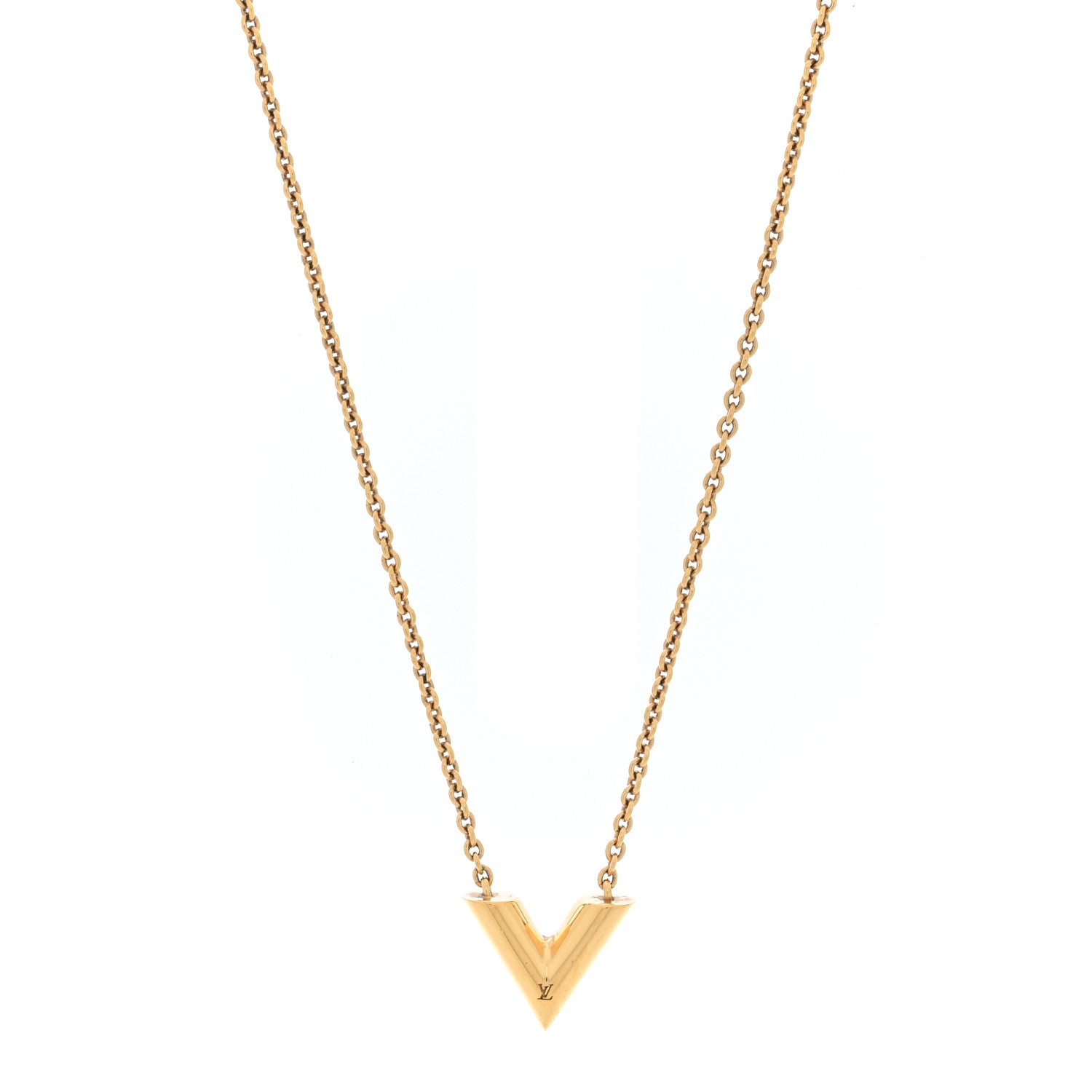 Louis Vuitton Brass Essential V Necklace Gold 1 of 4