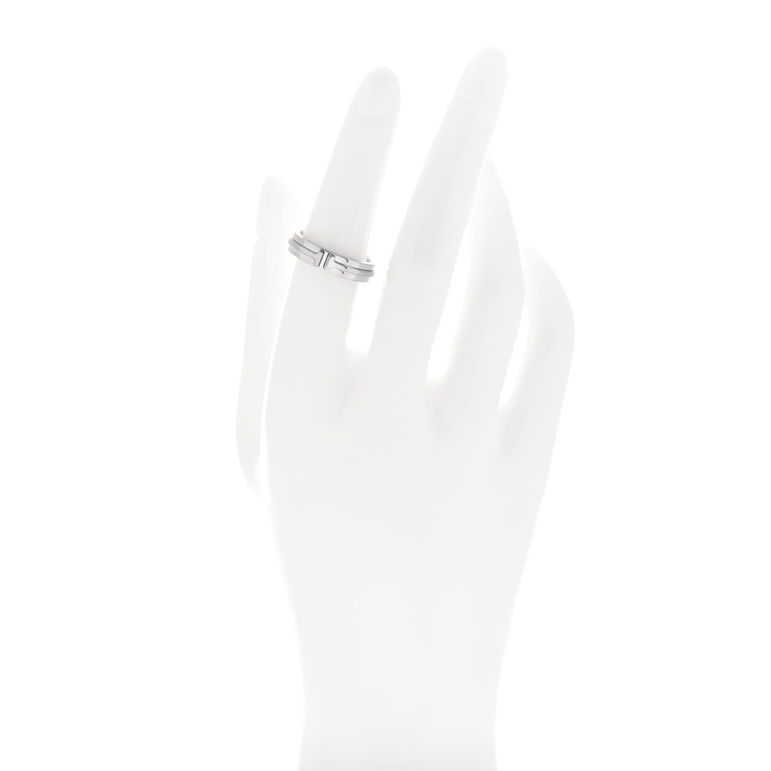 Tiffany 18K White Gold Narrow T Two Ring 52 6 2 of 4