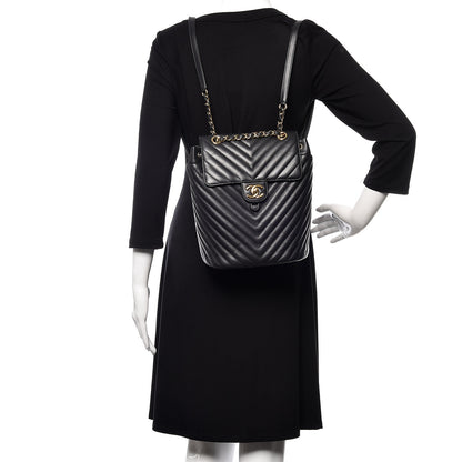 Chanel Calfskin Chevron Quilted Small Urban Spirit Backpack Black 2 of 11