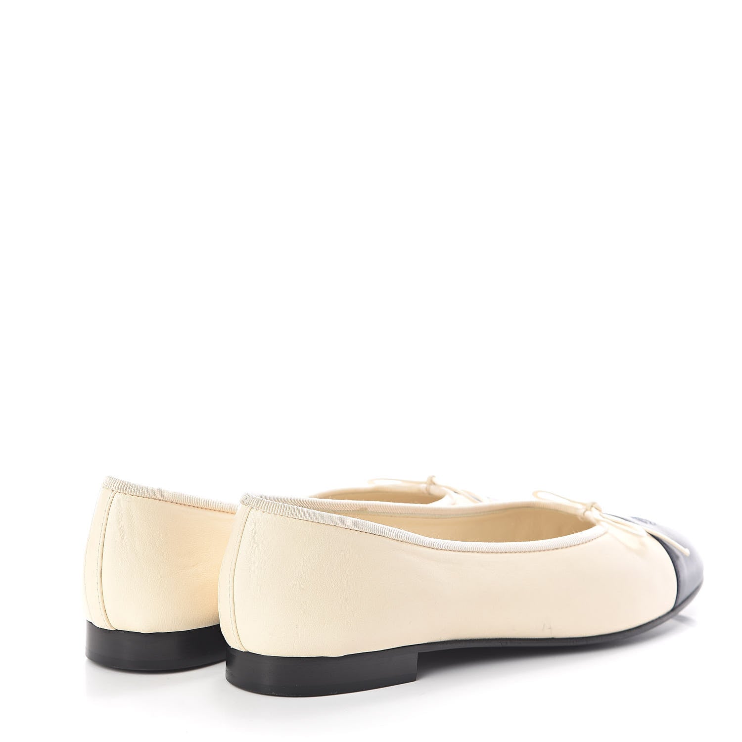 Chanel Lambskin Cap Toe Ballerina Flats 39 Ivory Navy 4 of 7