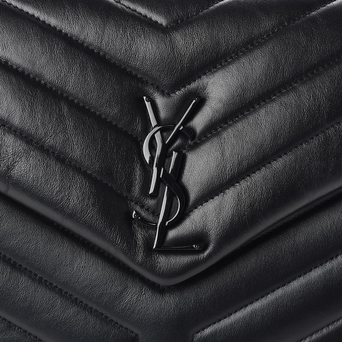 Calfskin Y Quilted Monogram Medium Loulou Chain Satchel Black