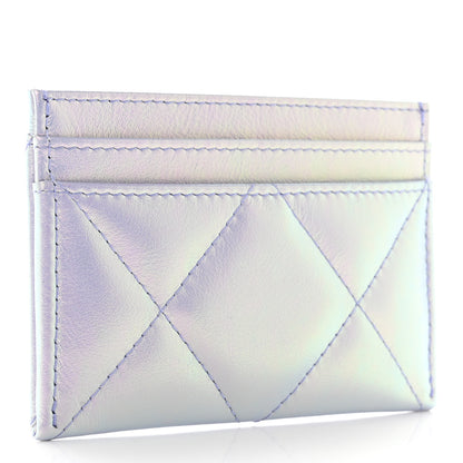 Chanel Iridescent Calfskin Quilted Chanel 19 Card Holder Light Purple 3 of 9