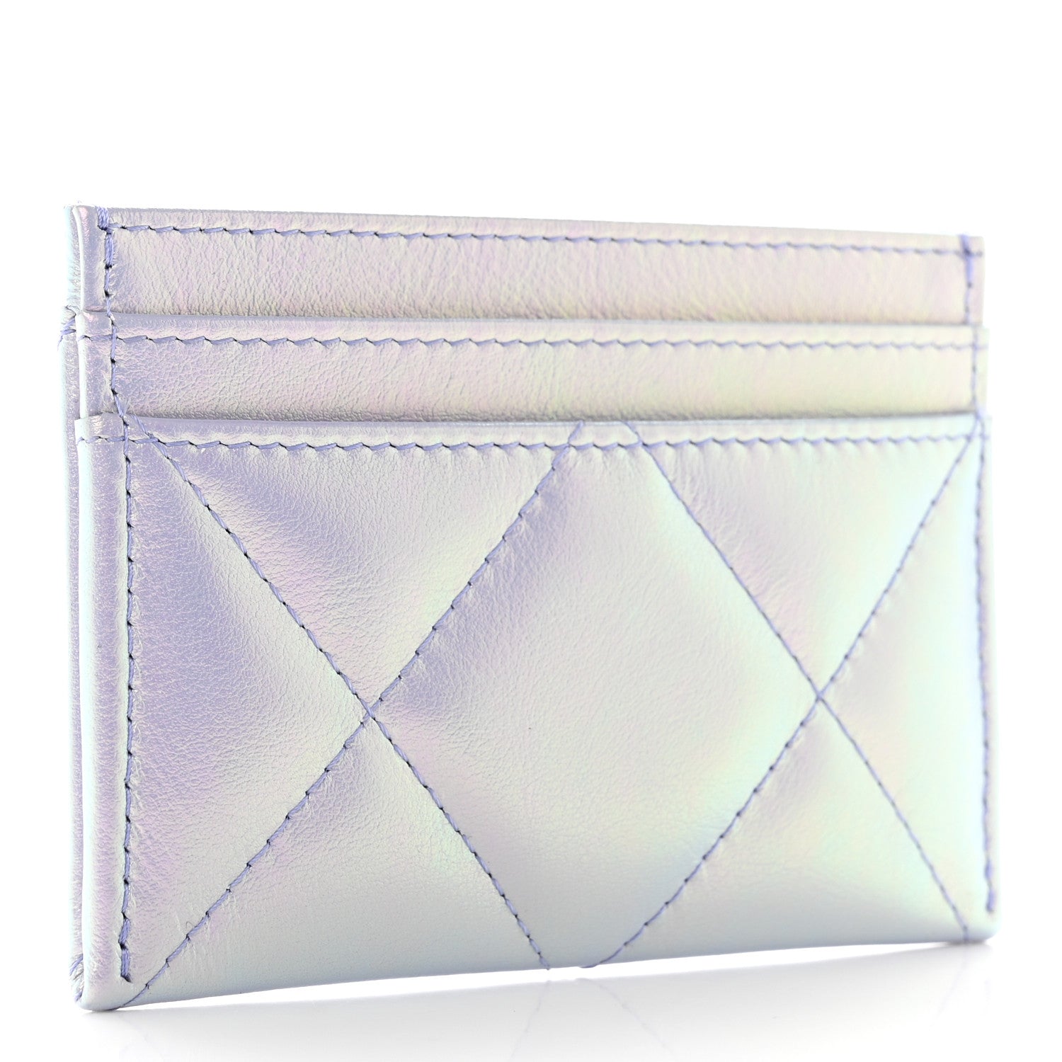 Chanel Iridescent Calfskin Quilted Chanel 19 Card Holder Light Purple 3 of 9