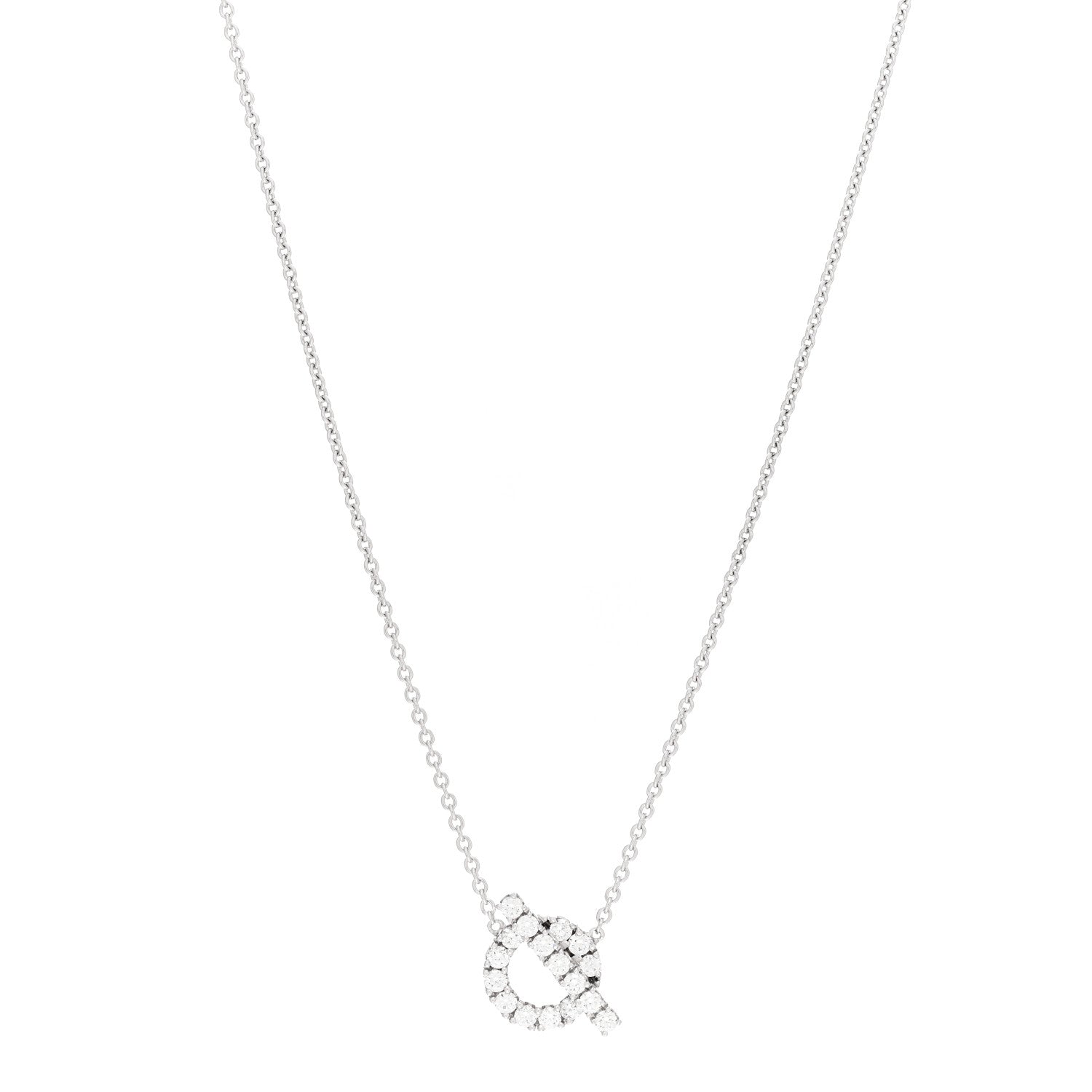 Hermes 18K White Gold Diamond Finesse Pendant Necklace 1 of 5