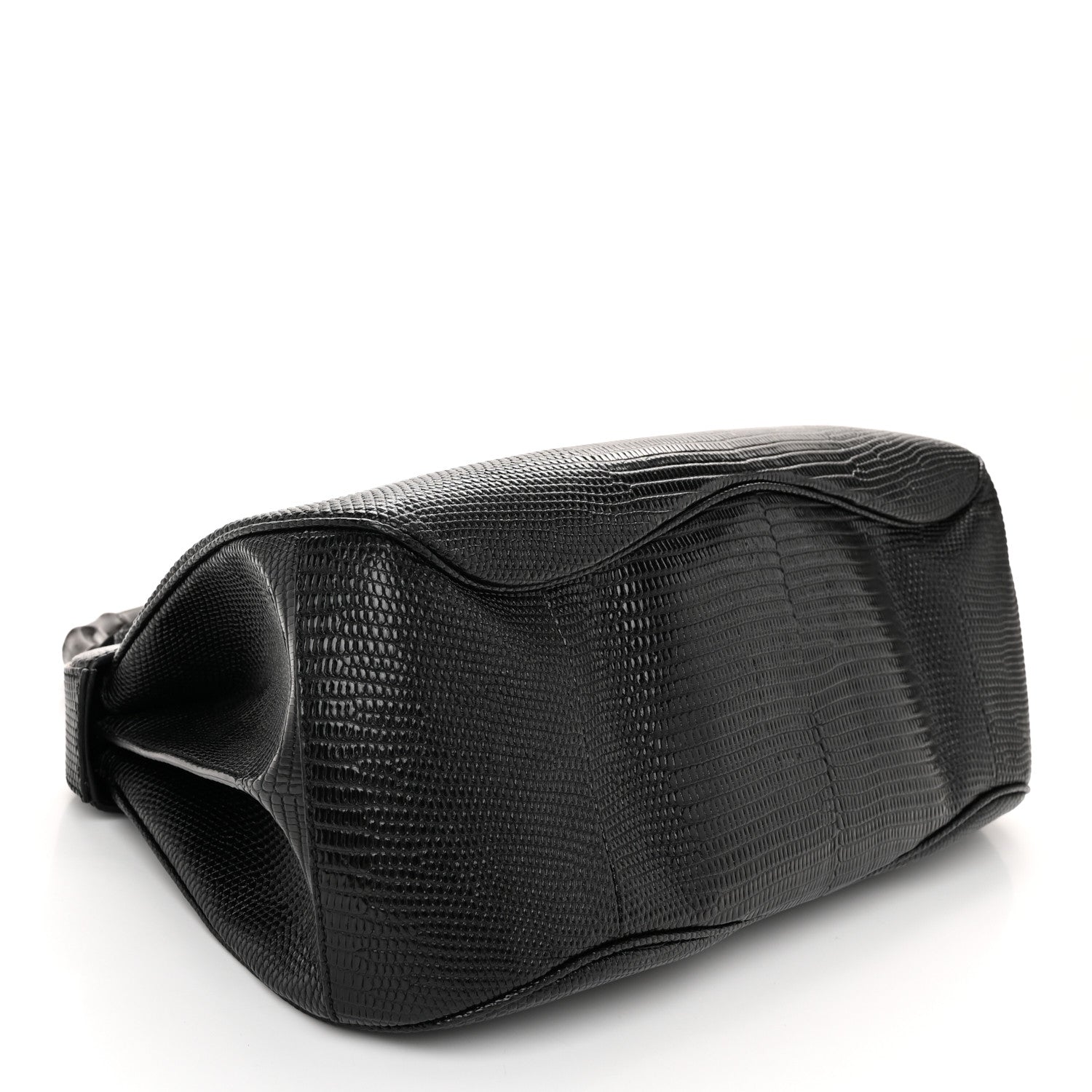 Gucci Lizard Bamboo Large Lady Lock Top Handle Bag Black 4 of 11
