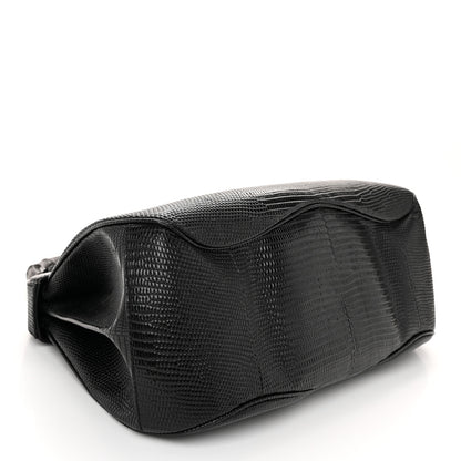 Gucci Lizard Bamboo Large Lady Lock Top Handle Bag Black 4 of 11