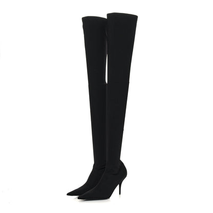 Balenciaga Spandex Pointed Toe Knife Thigh High Boots 38 Black 3 of 7