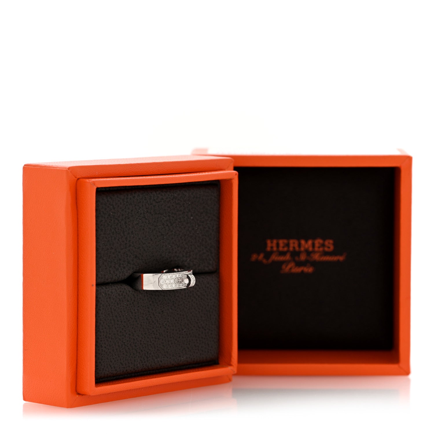 Hermes 18K White Gold Diamond Kelly Ring 50 5.5 5 of 5