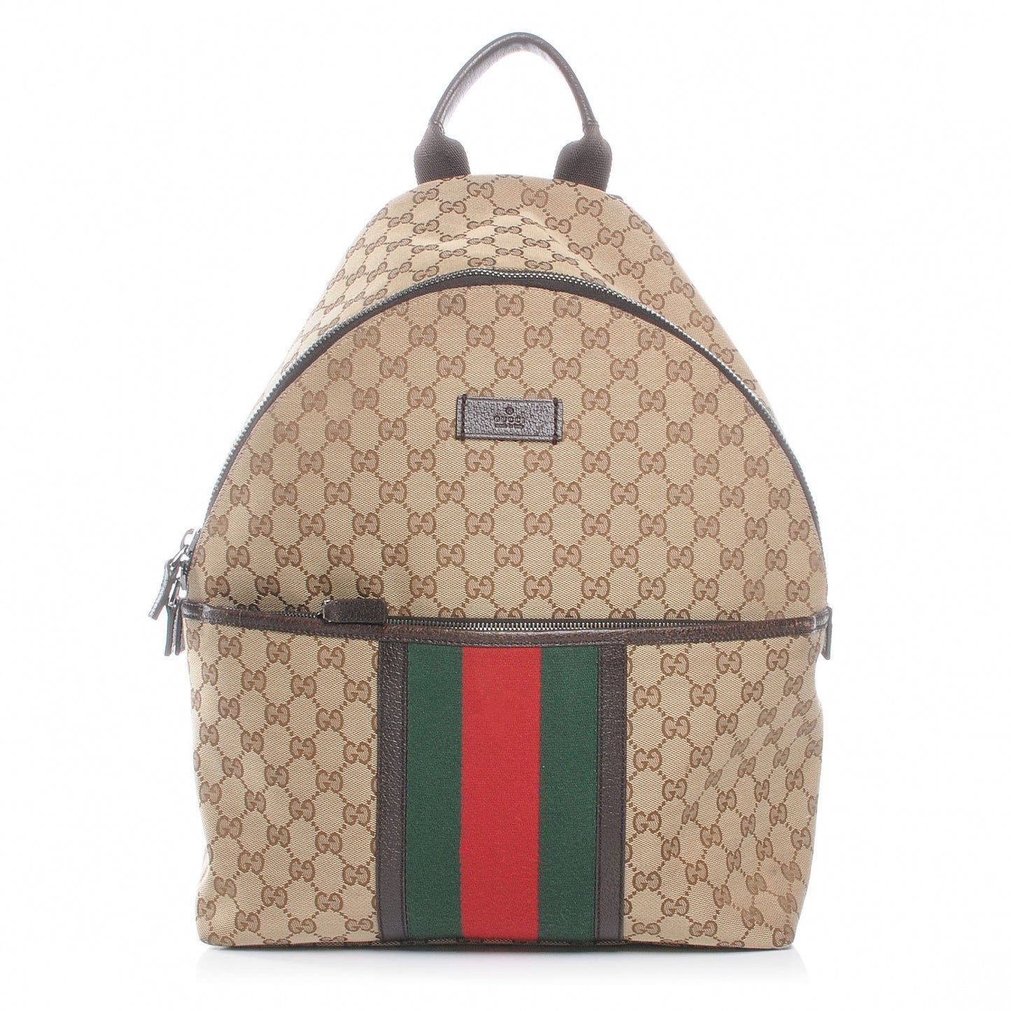GG Monogram Web Medium Classic Backpack Brown