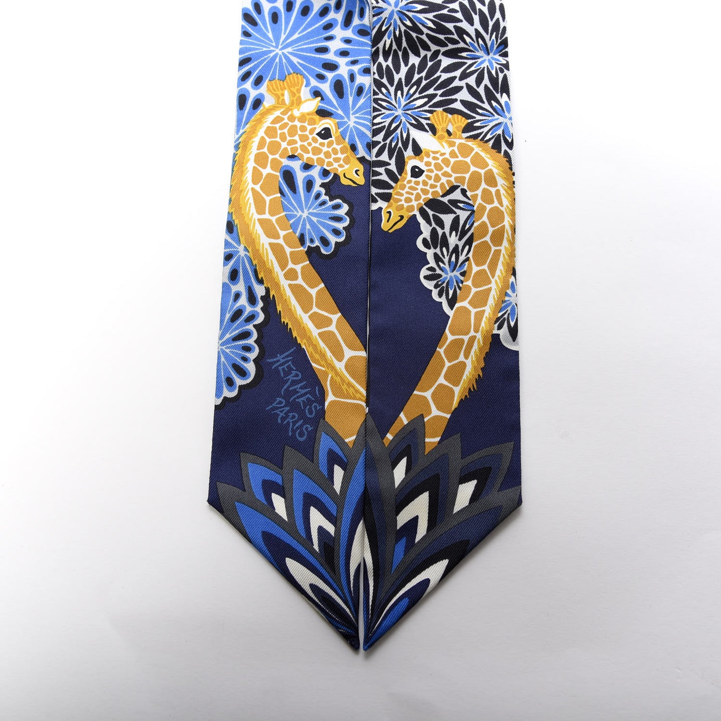 Silk The Three Graces Twilly Bleu Nuit Gold Black