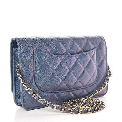 Chanel Iridescent Caviar Quilted Wallet on Chain WOC Dark Blue 3 of 11