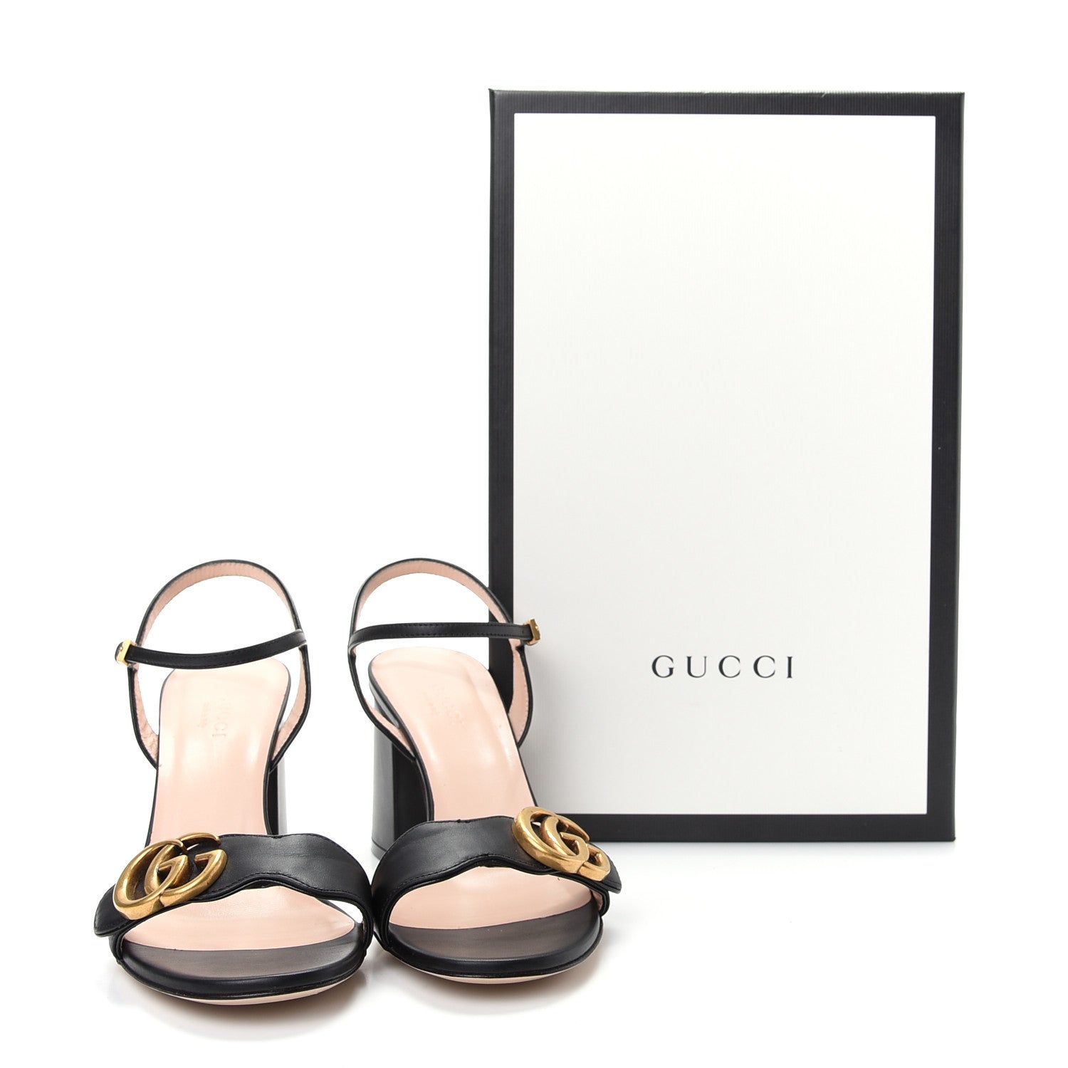 Gucci Lifford Calfskin GG Marmont Ankle Wrap 75mm Sandals 36.5 Black 11 of 11