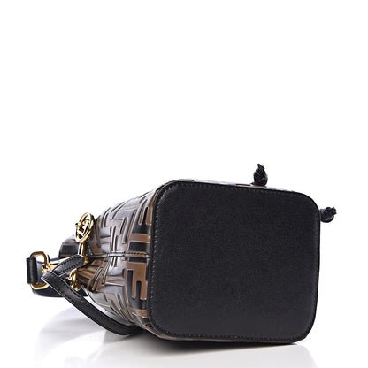 Fendi Vitello Liberty F is Fendi Bi-Color FF 1974 Embossed Mini Mon Tresor Bucket Bag Maya Black 4 of 9