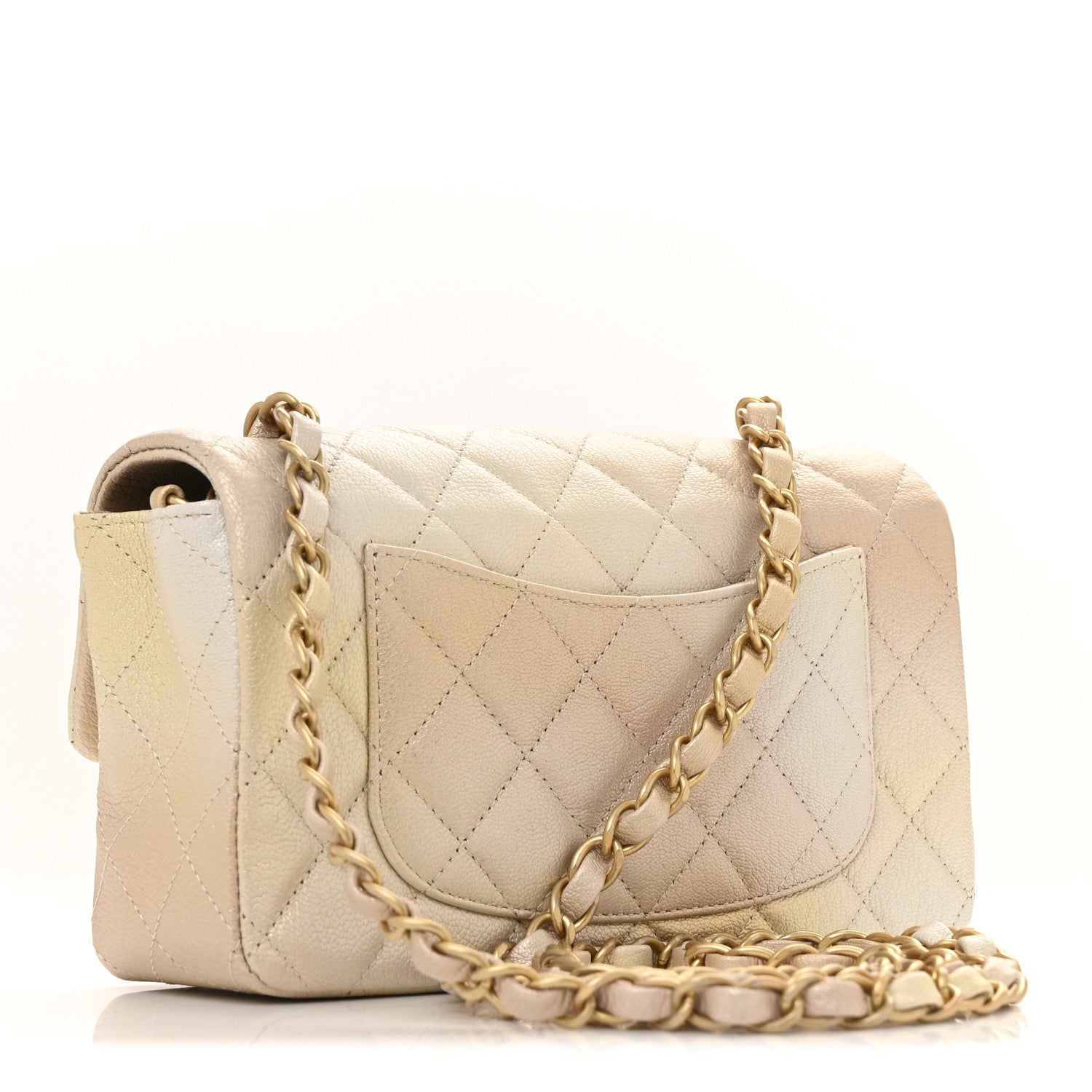 Chanel Metallic Goatskin Quilted Mini Rectangular Flap Gold 3 of 12