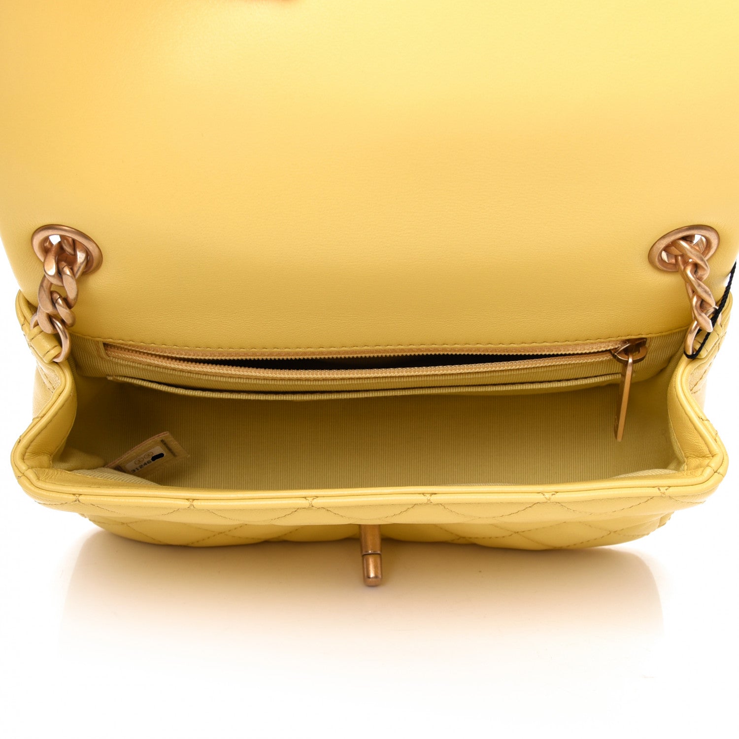 Chanel Lambskin Resin Quilted Mini Rectangular Pearl Samba Flap Yellow 5 of 9