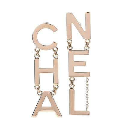 Chanel Metal Cha-Nel Logo Drop Earrings Gold 1 of 5