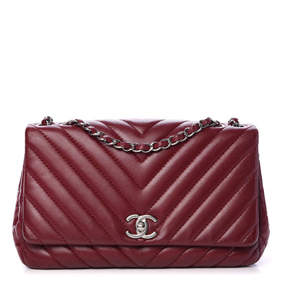 Chanel Lambskin Chevron Quilted Medium Surpique Flap Dark Red 1 of 15