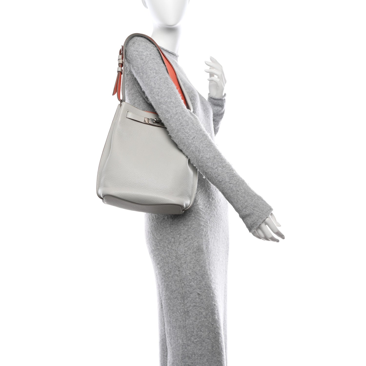 Hermes Taurillon Clemence Verso So Kelly 22 Gris Perle Crevette 2 of 16