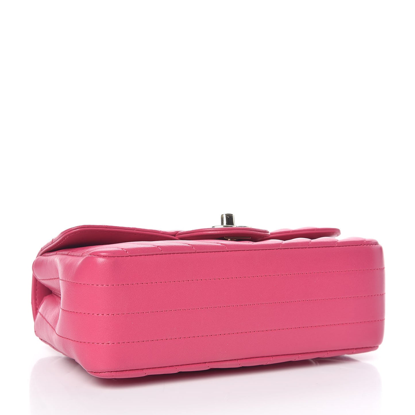 Lambskin Chevron Quilted Mini Rectangular Flap Fuchsia