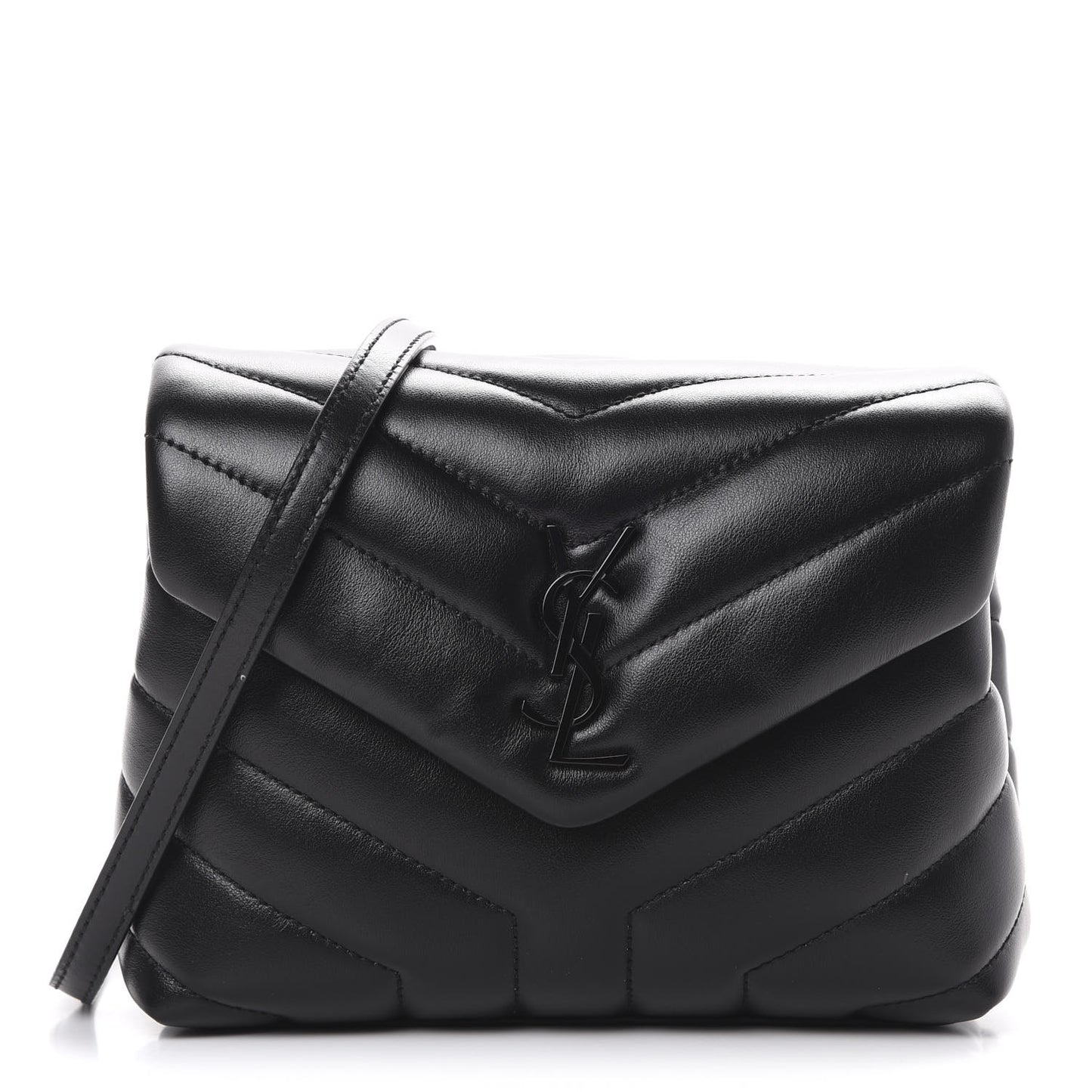 Calfskin Y Quilted Monogram Toy Loulou Crossbody Bag Black