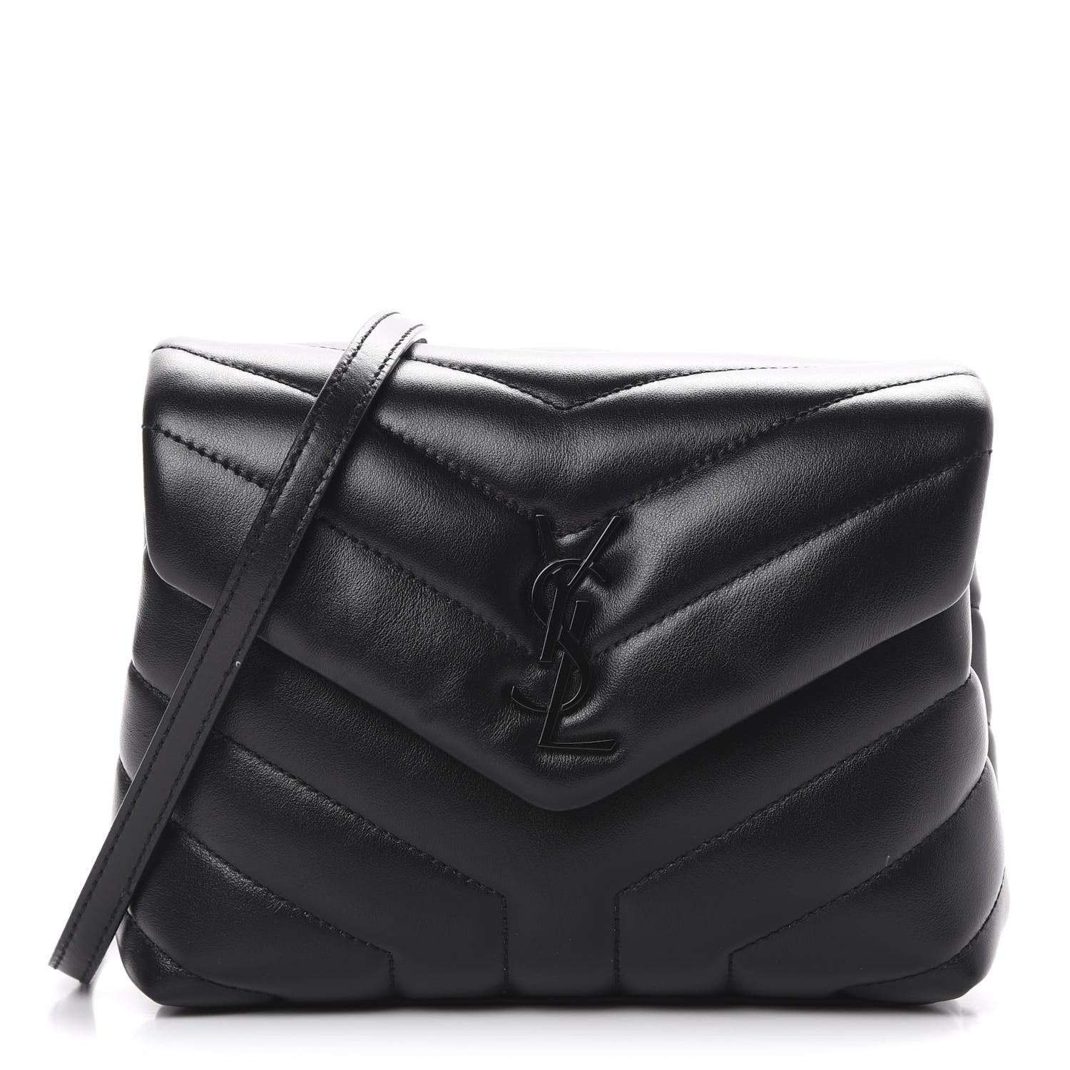 Saint Laurent Calfskin Y Quilted Monogram Toy Loulou Crossbody Bag Black 1 of 12