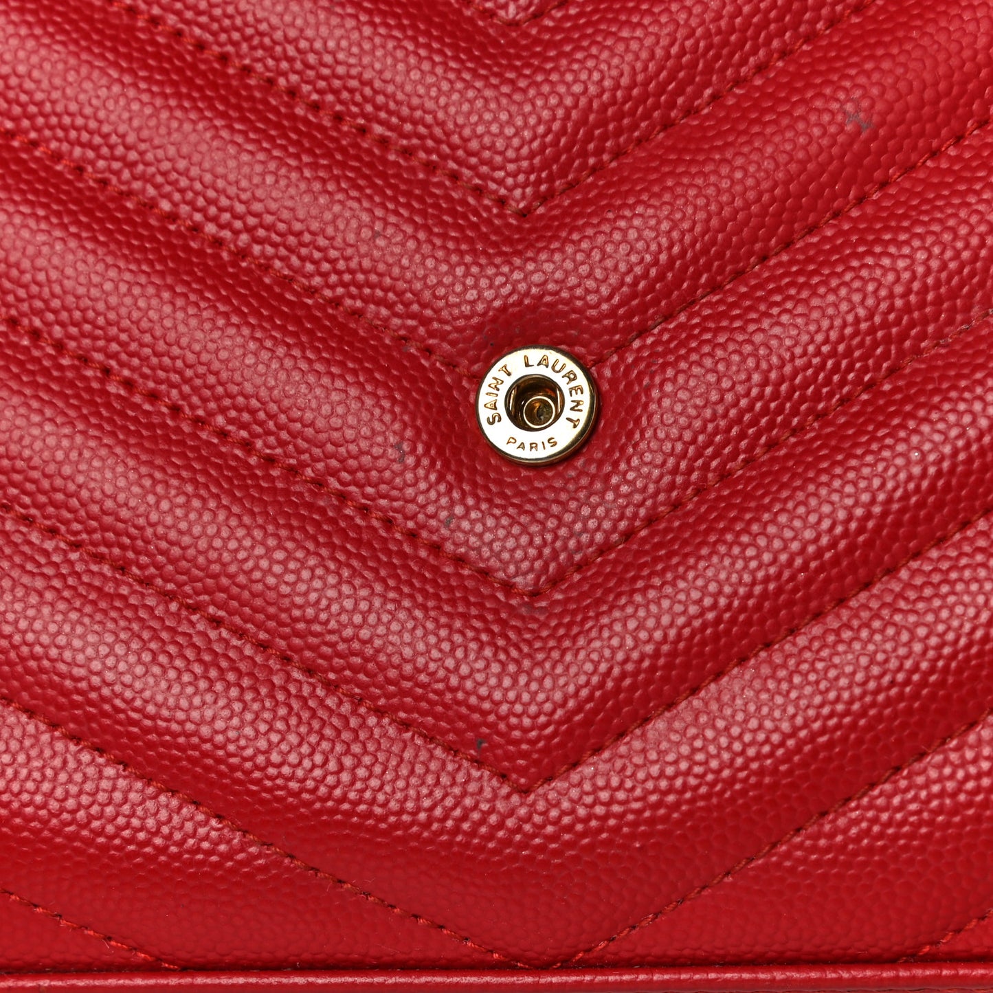 Grain De Poudre Matelasse Chevron Monogram Chain Wallet New Red