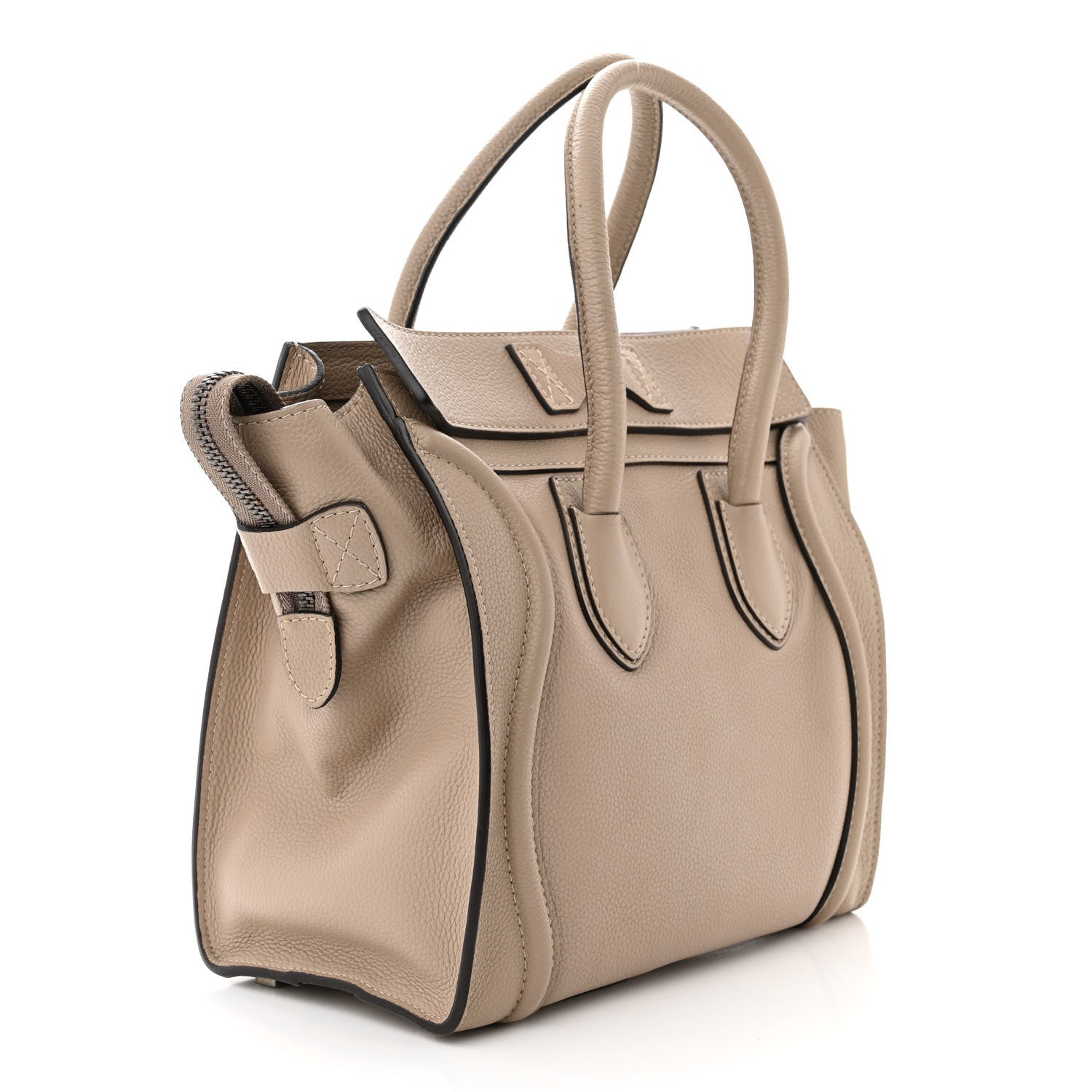 Celine Drummed Calfskin Micro Luggage Dune 3 of 11