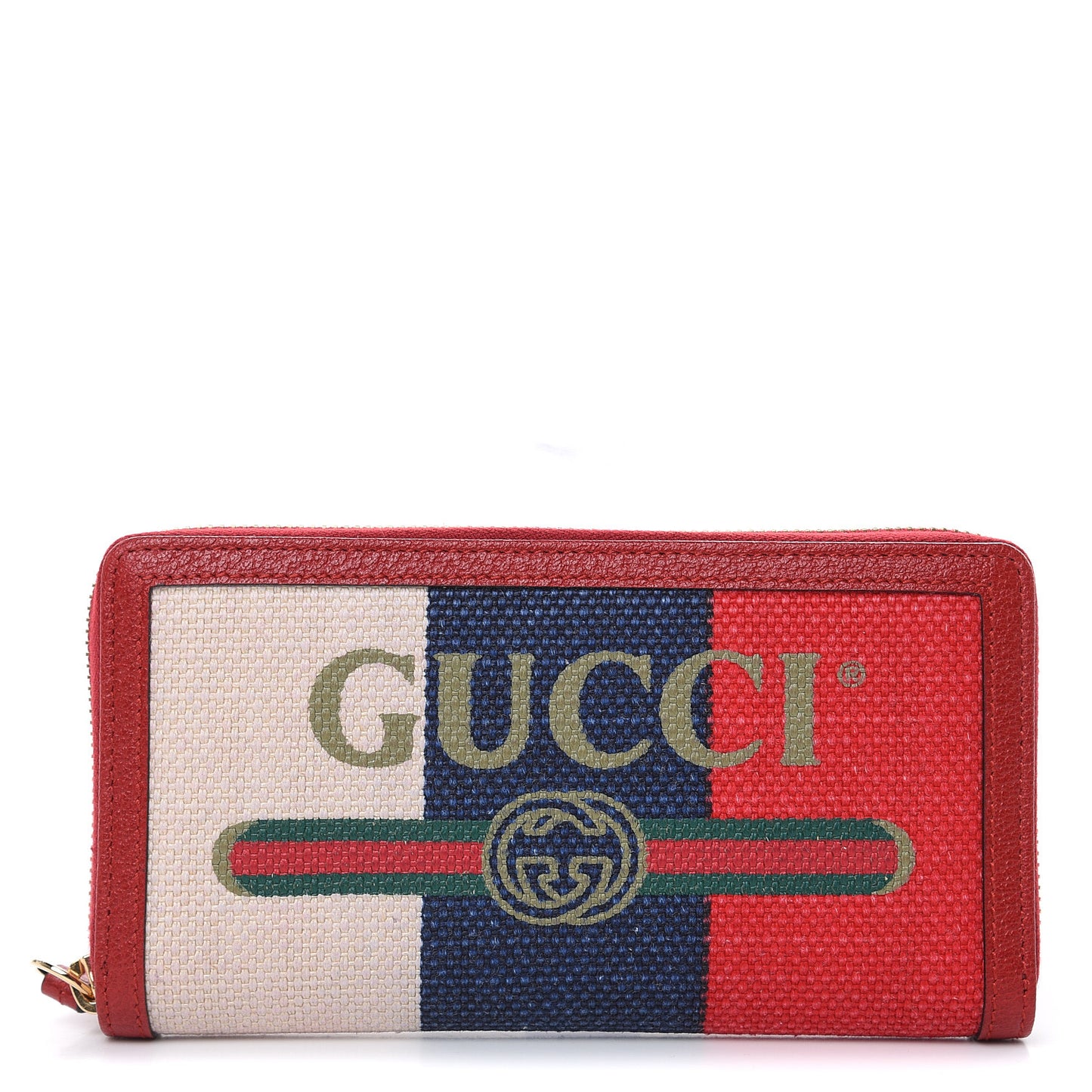 Canvas Sylvie Stripe Logo Zip Around Wallet Mystic White Hibiscus Red Maritime