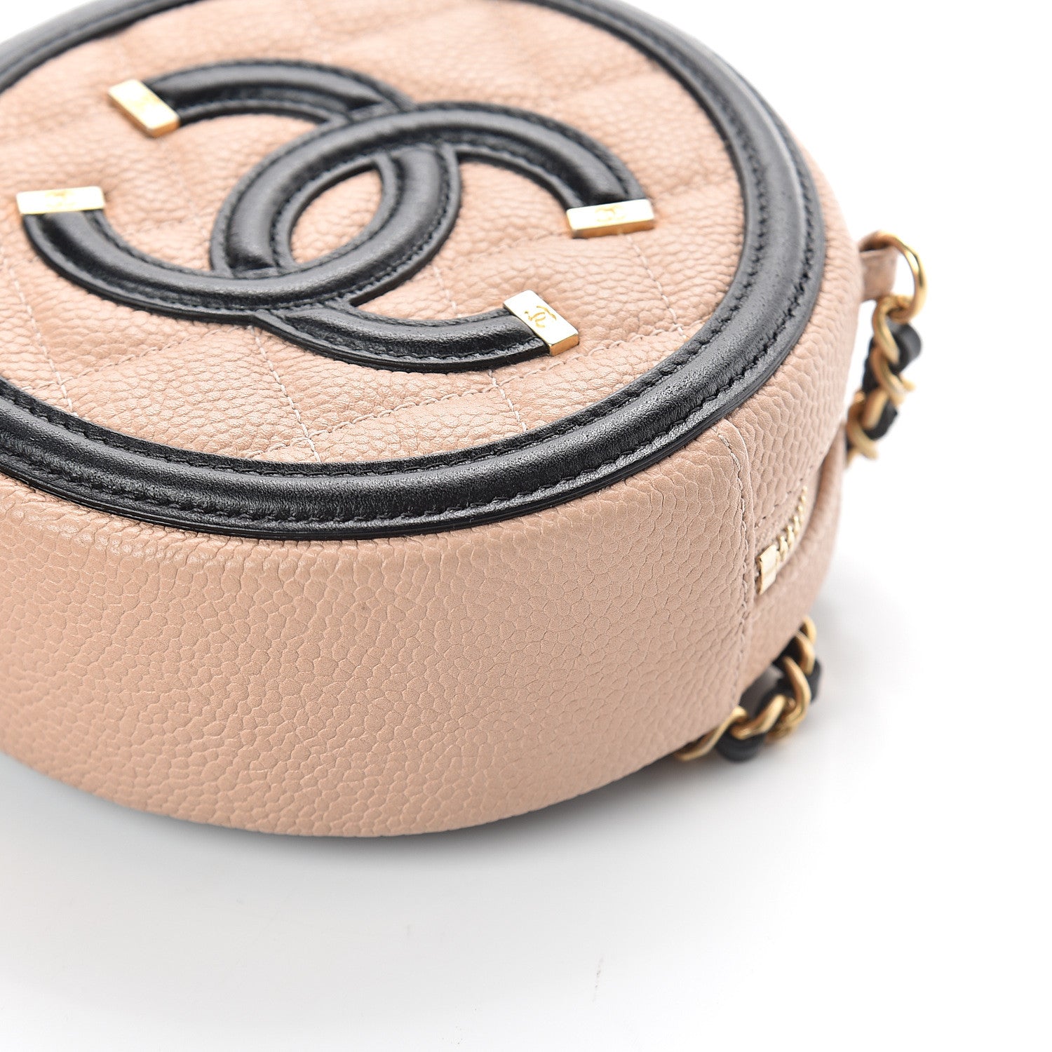 Chanel Caviar Quilted Round Filigree Crossbody Beige Black 8 of 8