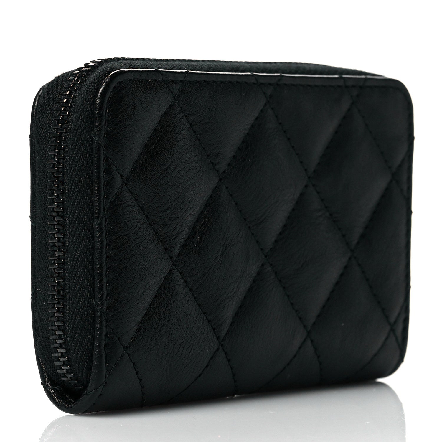 Chanel Calfskin Quilted Zip Coin Purse So Black 3 of 8