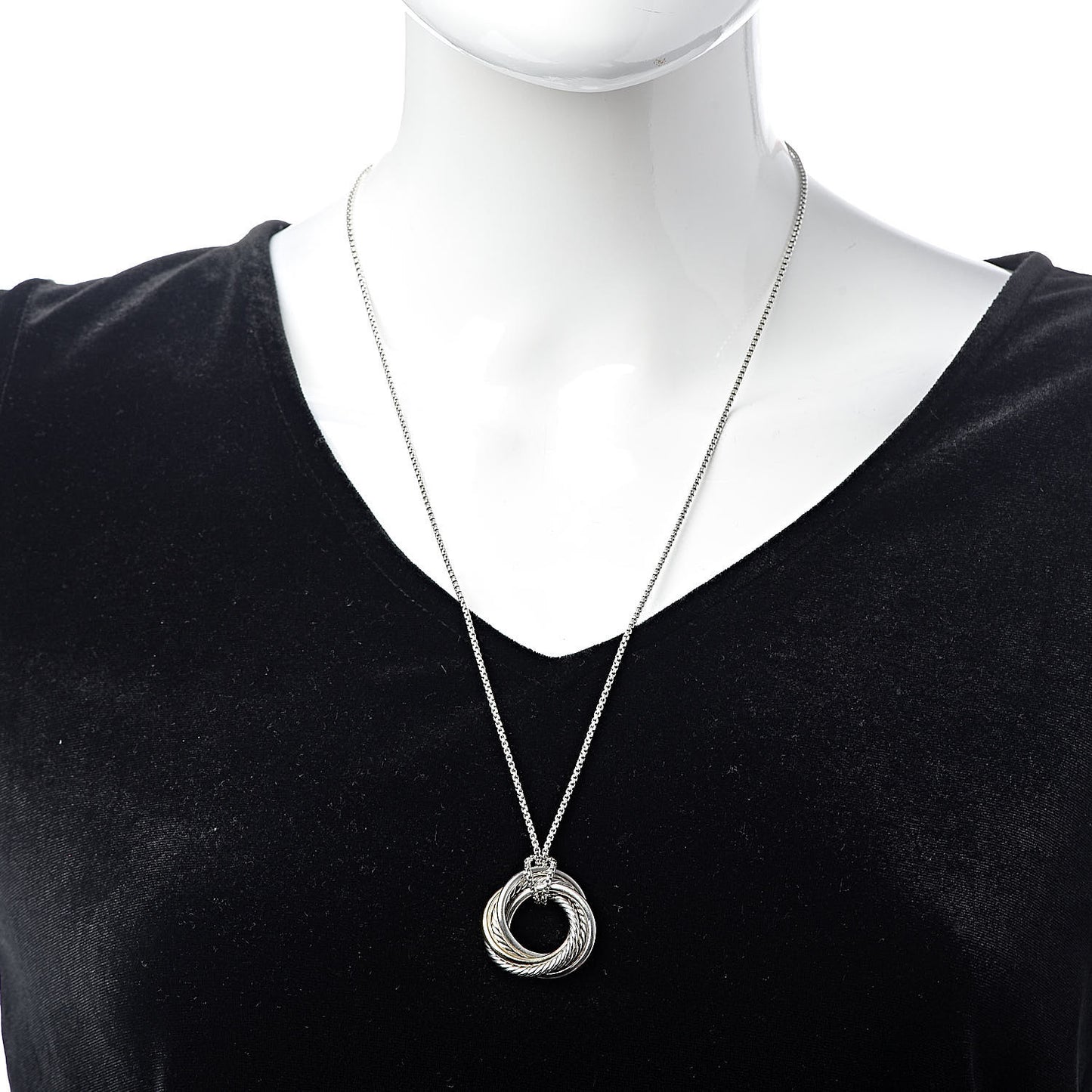 Sterling Silver 14K Yellow Gold Crossover Pendant Necklace
