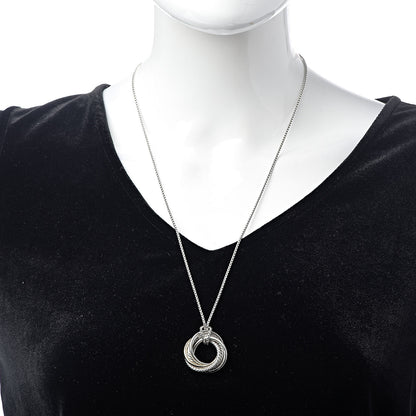 David Yurman Sterling Silver 14K Yellow Gold Crossover Pendant Necklace 2 of 5