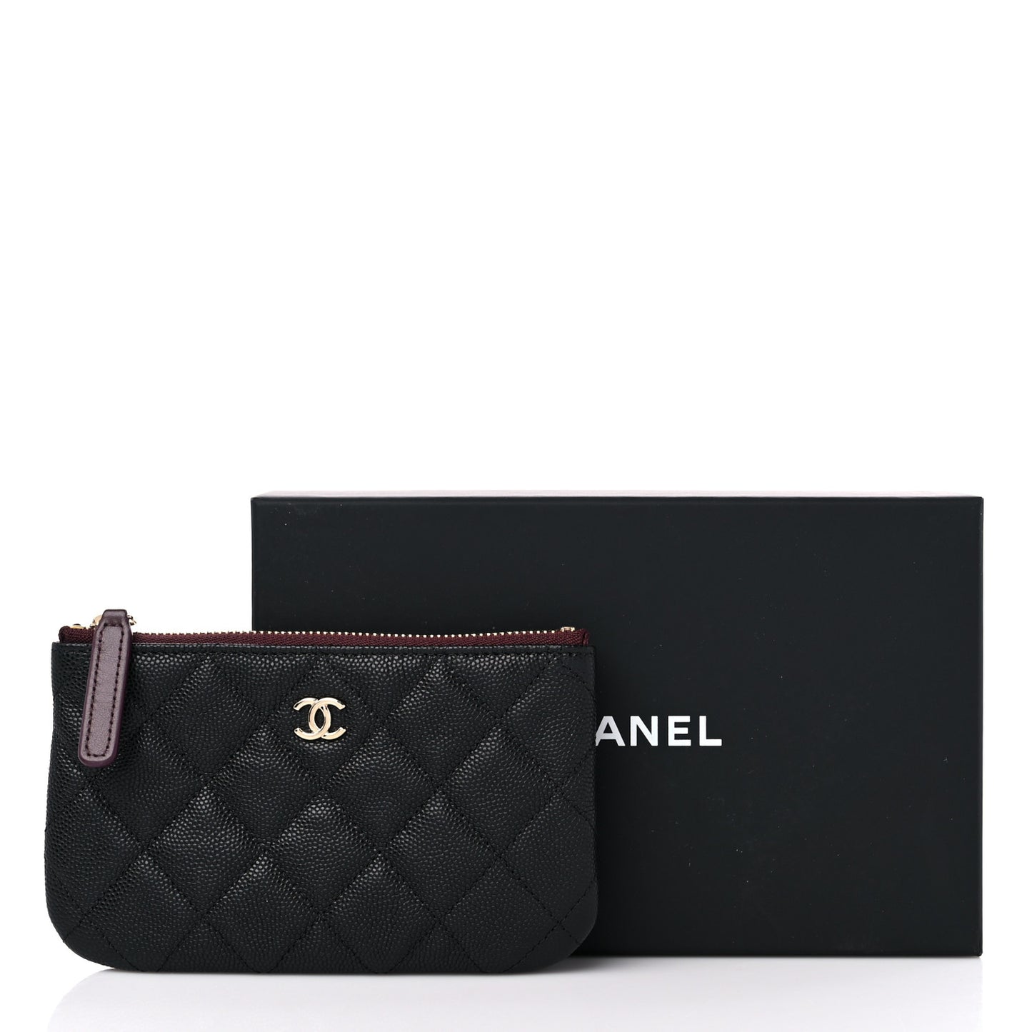 Caviar Quilted Small Cosmetic Case Black