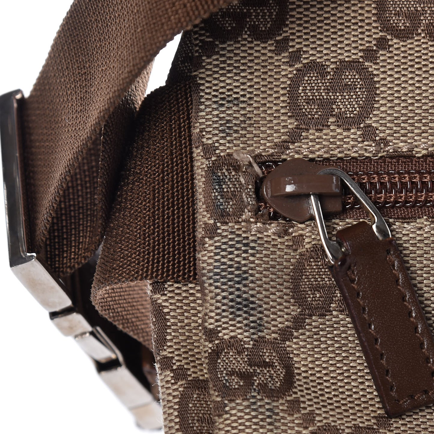 GG Monogram Double Pocket Belt Bag Brown