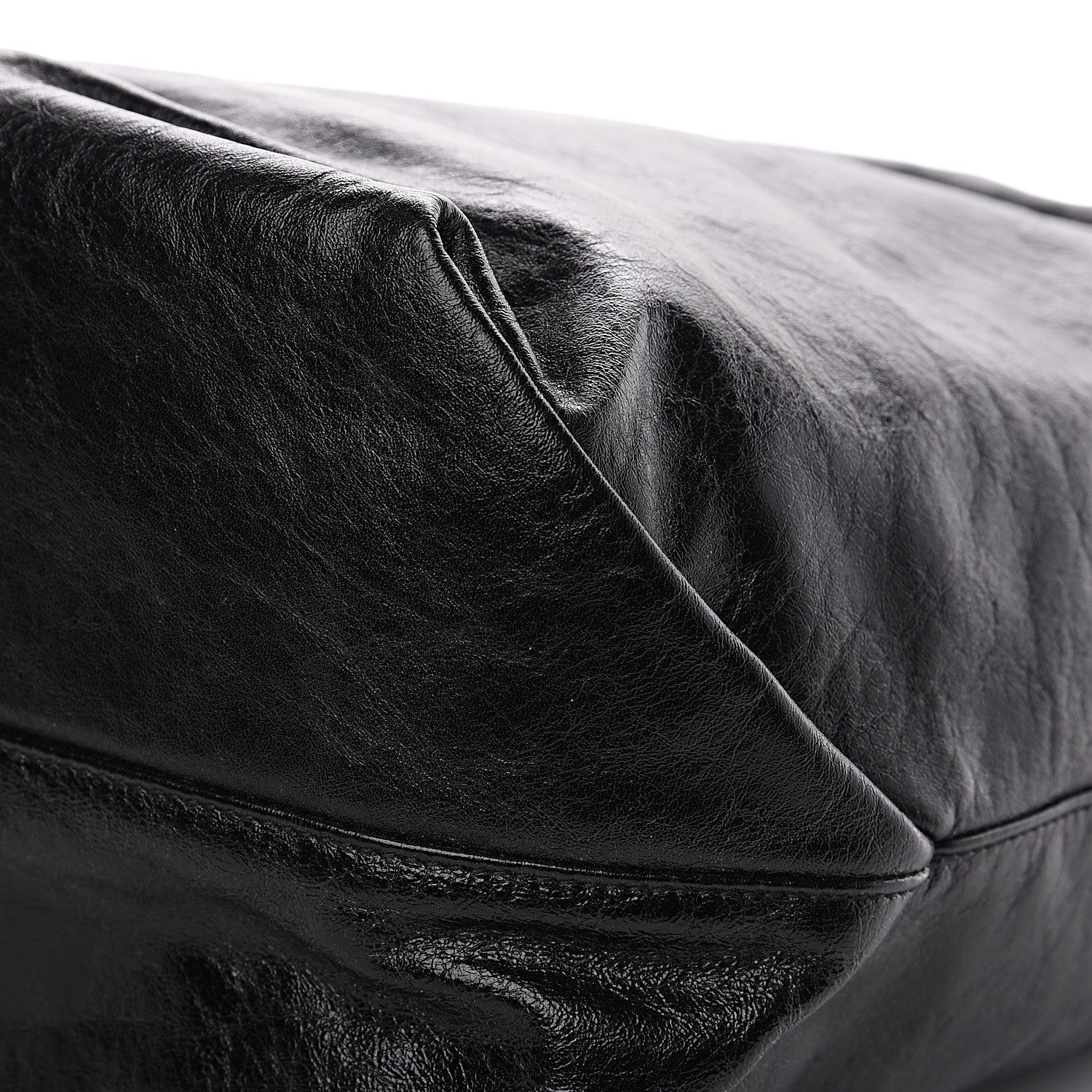Saint Laurent Cracked Shiny Calfskin Teddy Drawstring Bag Black 7 of 8
