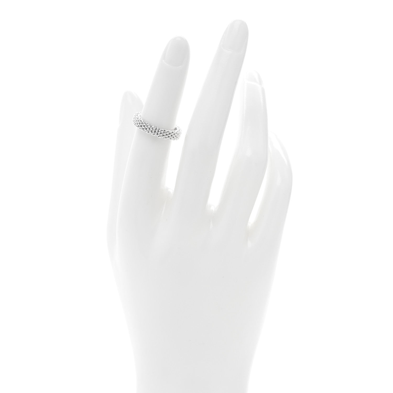 Tiffany Sterling Silver Narrow Mesh Somerset Ring 50 5.25 2 of 4