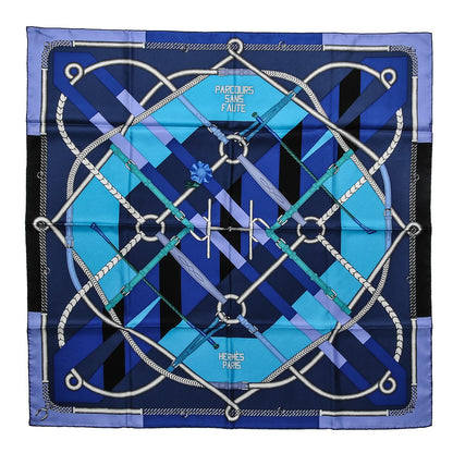 Hermes Silk Parcours Sans Faute Scarf 90 Ardoise Bleu Lagon Mauve 1 of 6