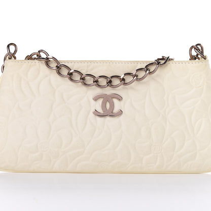 Chanel Lambskin Camellia Embossed Pochette White 7 of 10