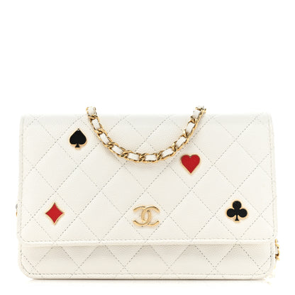 Chanel Caviar Quilted Enamel Coco Casino Wallet On Chain WOC White 1 of 17