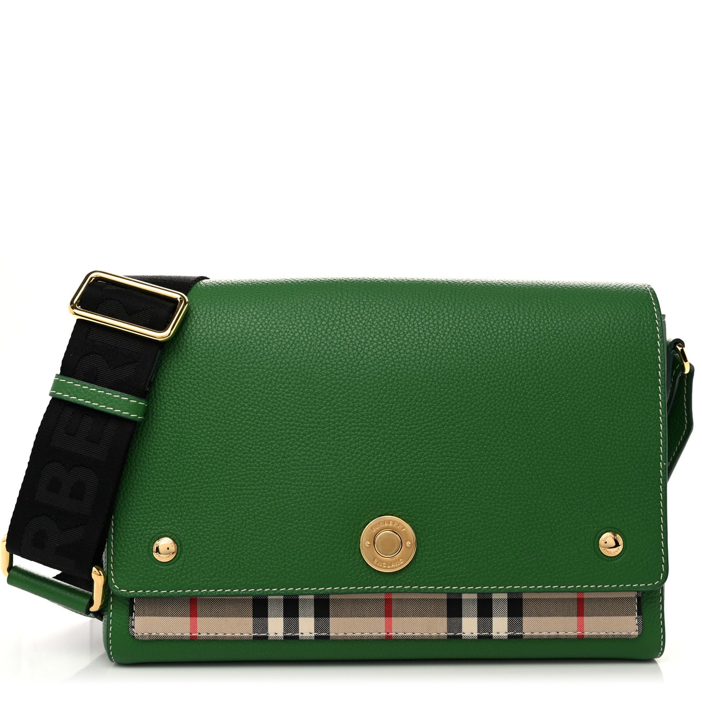 Grainy Calfskin Vintage Check Note Crossbody Bag Ivy Green