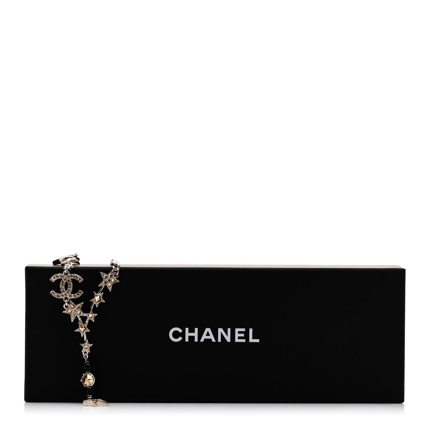 Chanel Crystal Pearl CC Star Necklace Gold Orange 6 of 6