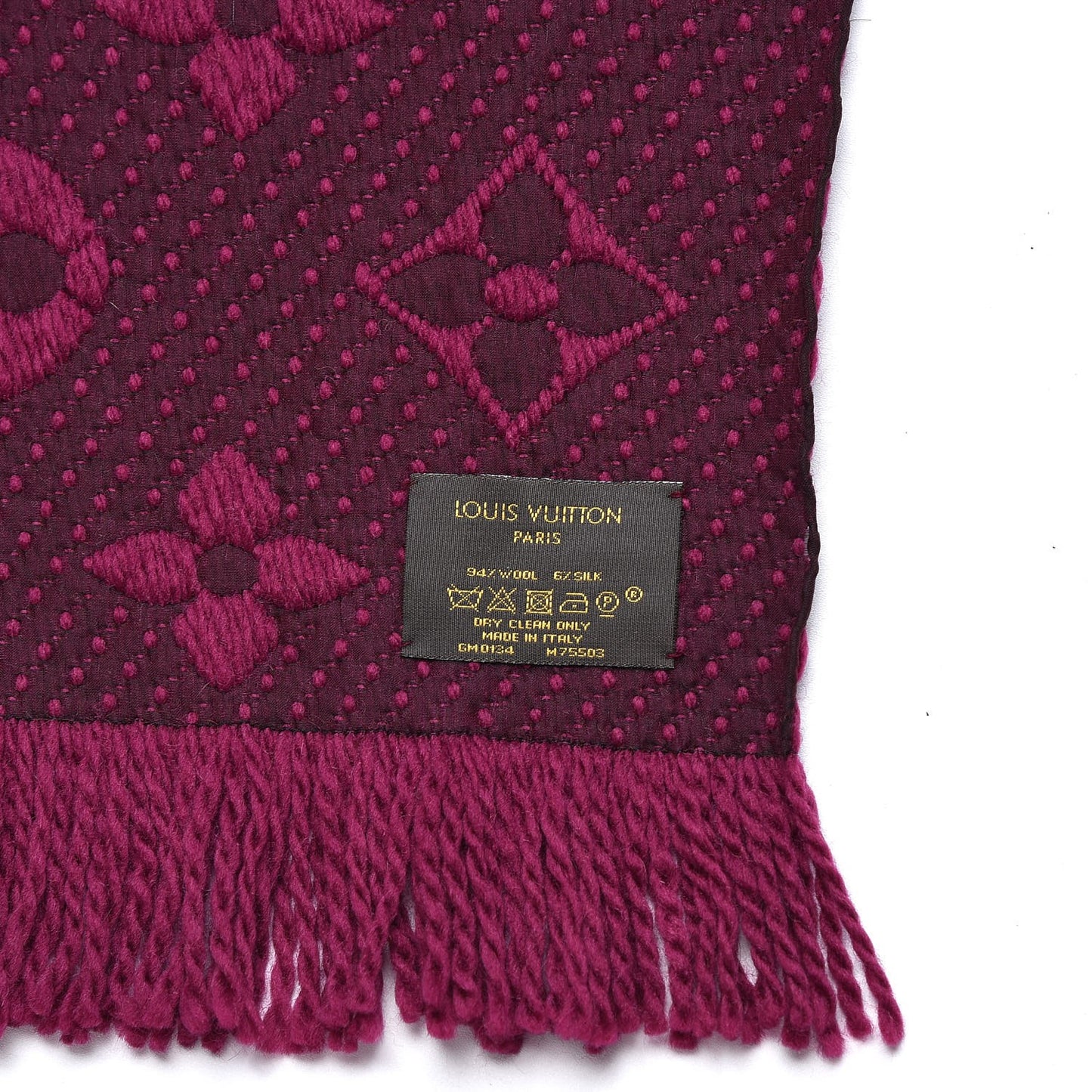 Wool Silk Logomania Scarf Cherry