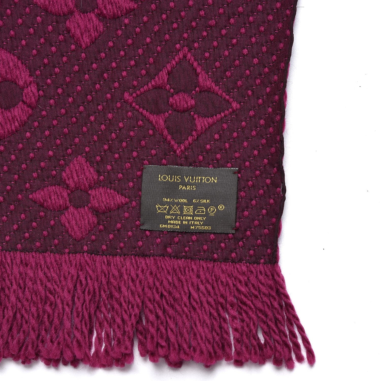 Louis Vuitton Wool Silk Logomania Scarf Cherry 3 of 4