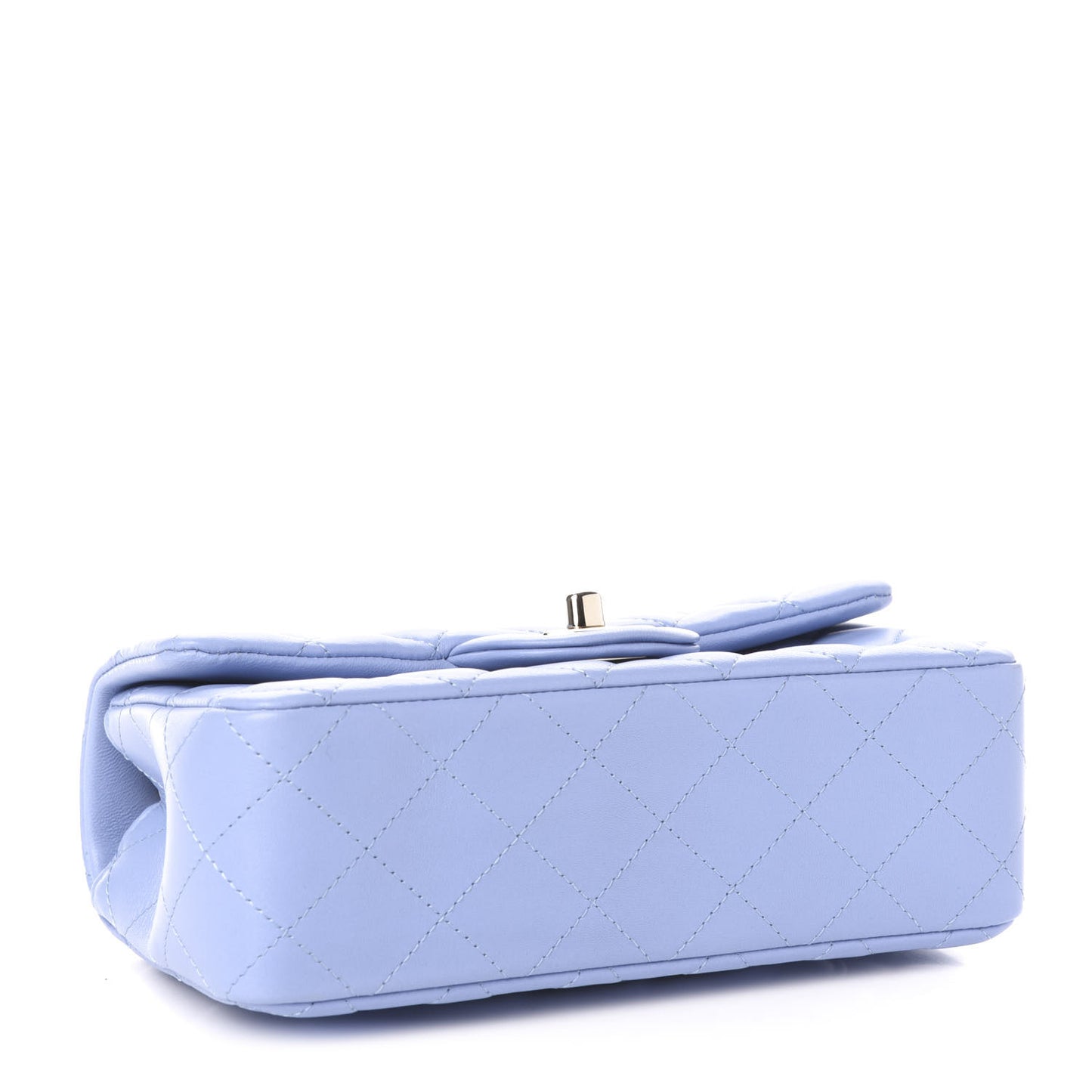 Lambskin Quilted Mini Rectangular Flap Light Blue