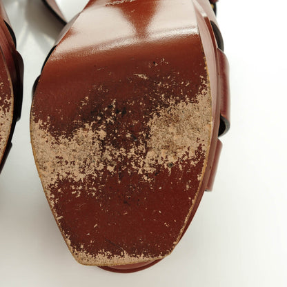 Saint Laurent Calfskin Tribute 105 Platform Sandals 36 Dark Cuoio Paint 10 of 11