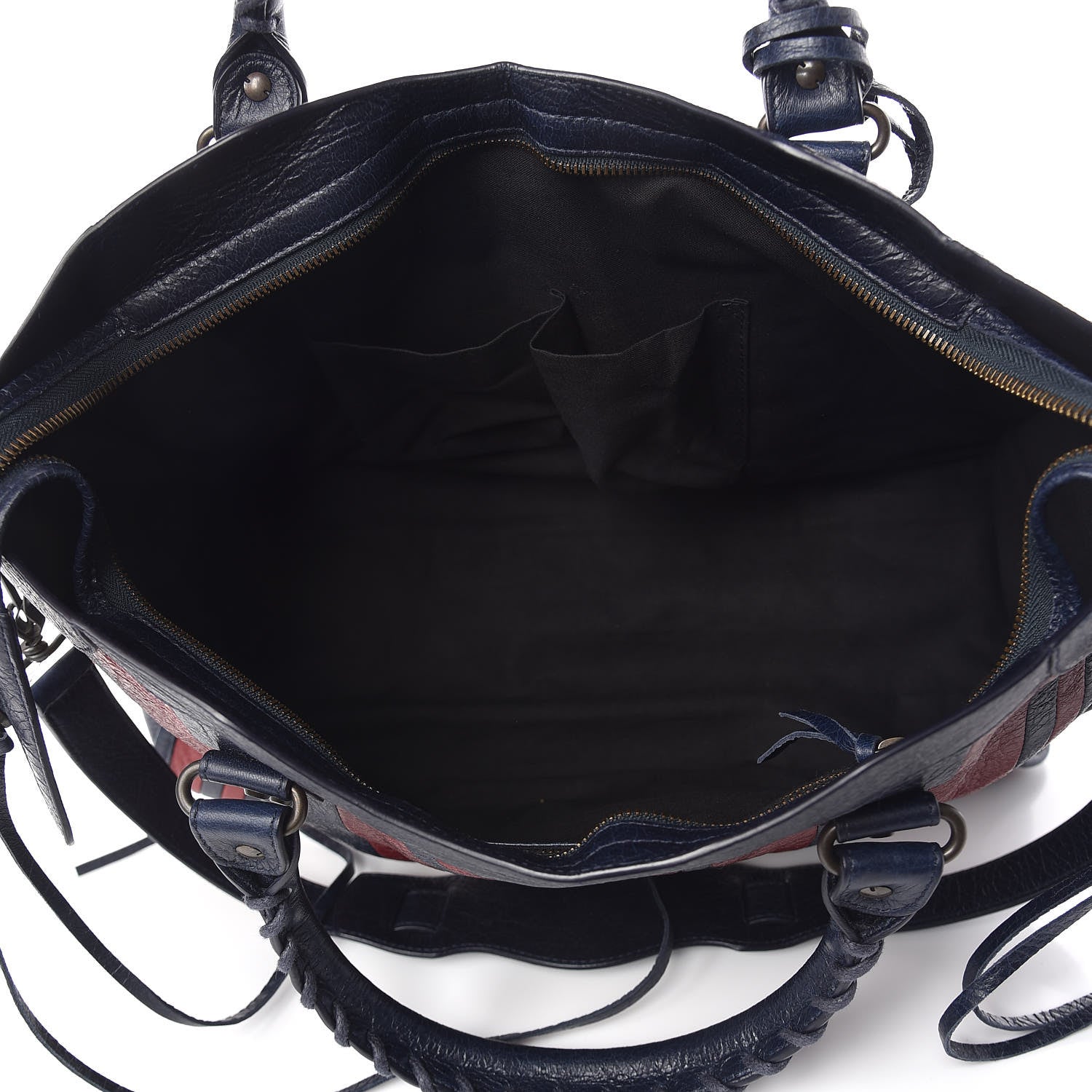 Balenciaga Cuir Arena Striped Classic Hardware City Bleu Nuit Rouge 7 of 10