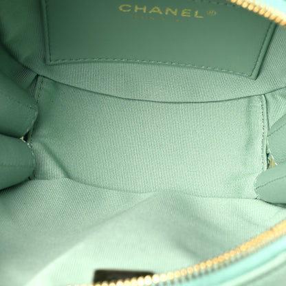 Chanel Caviar Quilted Small Round Vanity With Chain Light Green 5 of 8