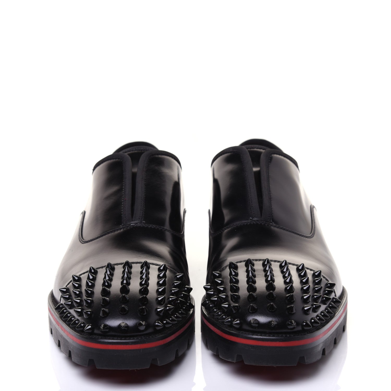 Christian Louboutin Calfskin Abrasivato Mens Alpha Pointe Spikes Flat Sneakers 43.5 Black 3 of 10